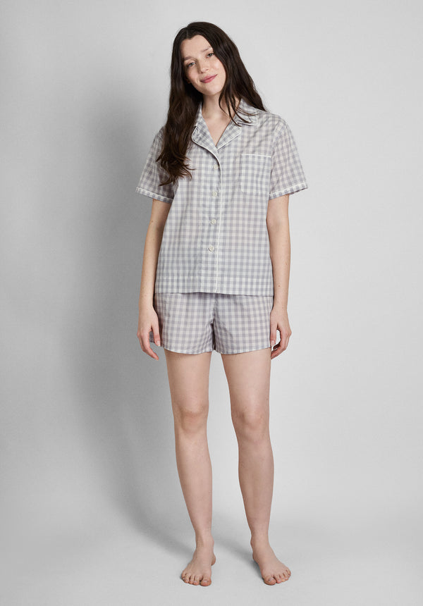 Sleepy Jones Corita Set In Large Grey Gingham
