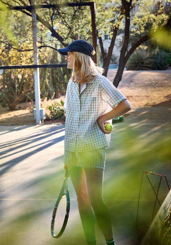 Sleepy Jones Corita Set In Large Grey Gingham