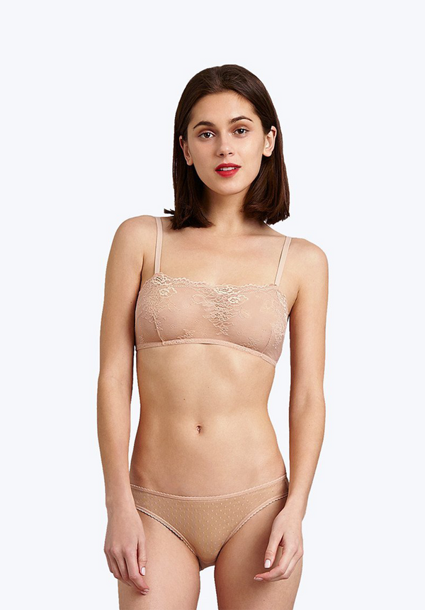 Sleepy Jones Goldin Bikini In Nude Swiss Dot