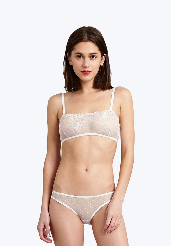Sleepy Jones Goldin Bikini In White Swiss Dot