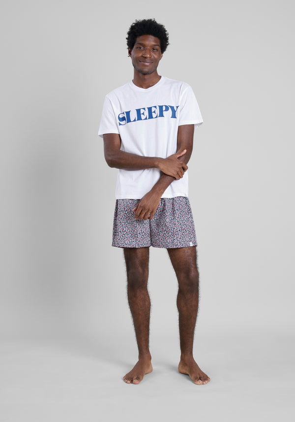 Sleepy Jones Gus Boxer In Bed Of Roses Navy