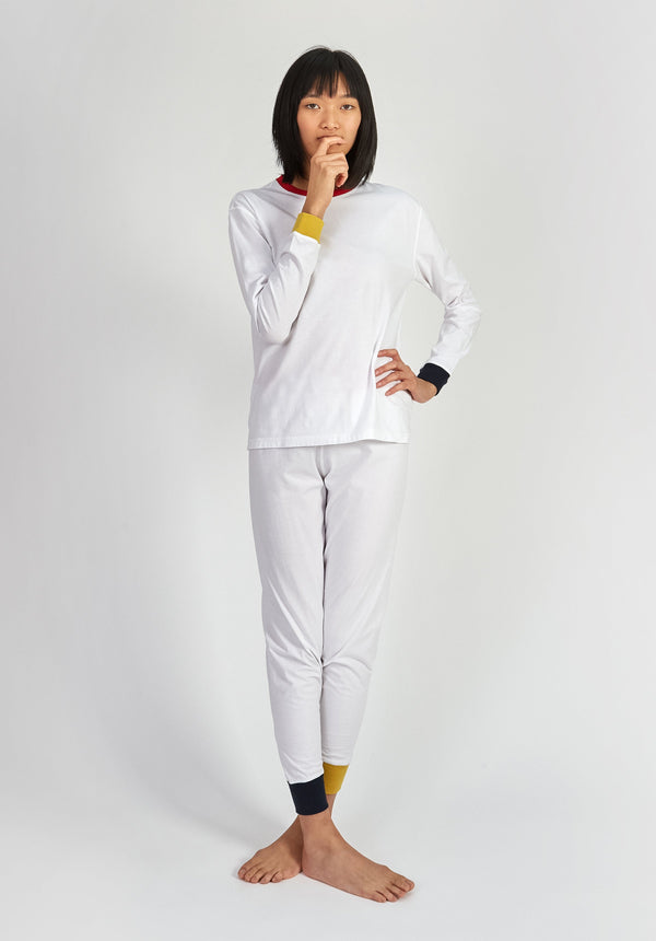 Sleepy Jones Helen Lounge Set In White Colorblock