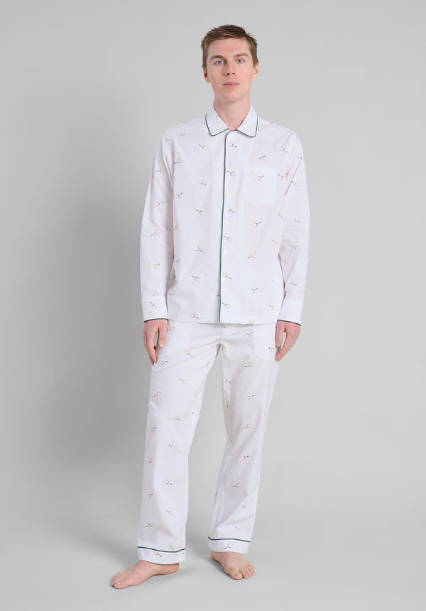 Sleepy Jones Henry Pajama Set In Tennis Embroidery