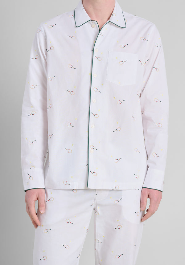 Sleepy Jones Henry Pajama Set In Tennis Embroidery