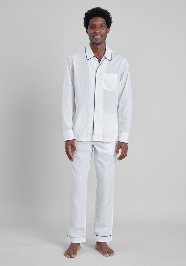 Sleepy Jones Henry Pajama Set In White Poplin