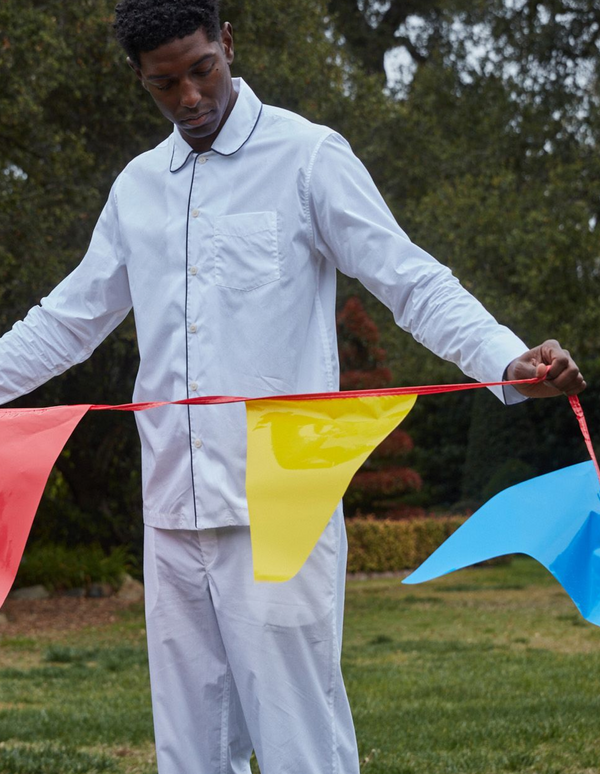 Sleepy Jones Henry Pajama Set In White Poplin