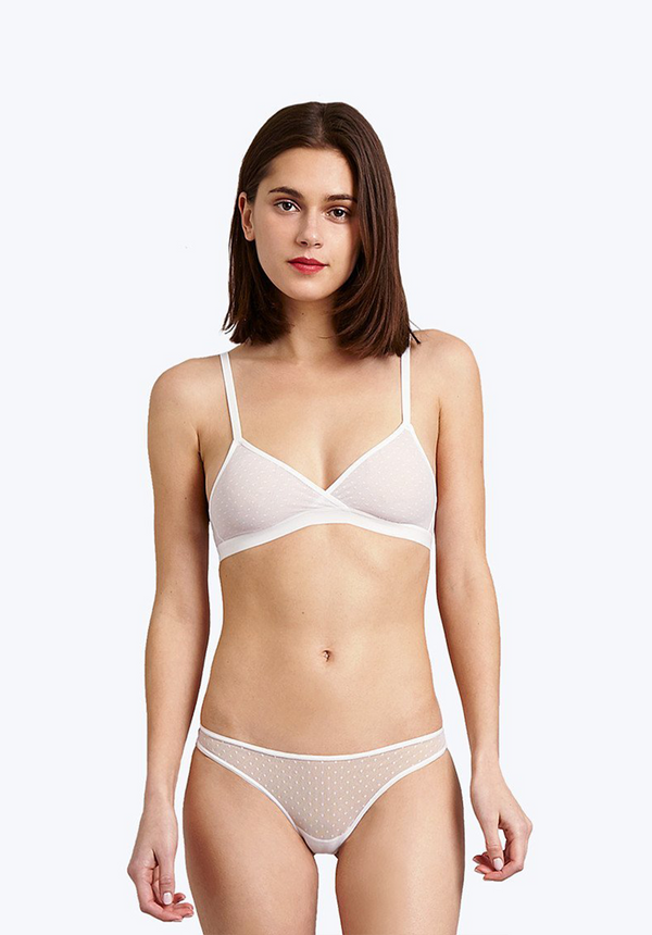 Sleepy Jones Mariko Thong In White Swiss Dot