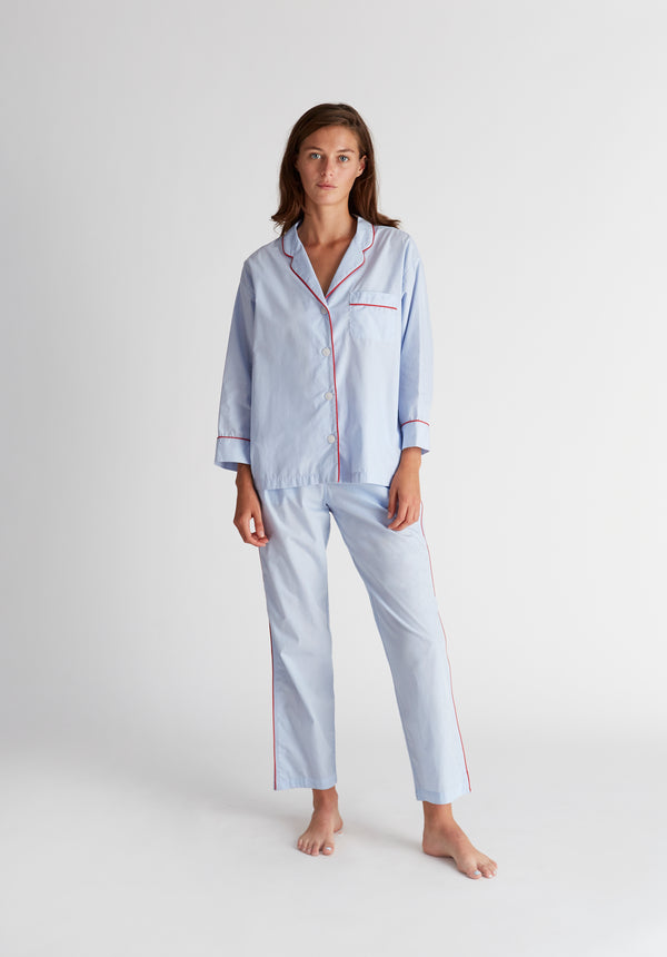 Sleepy Jones Marina Pajama Set In Blue End On End