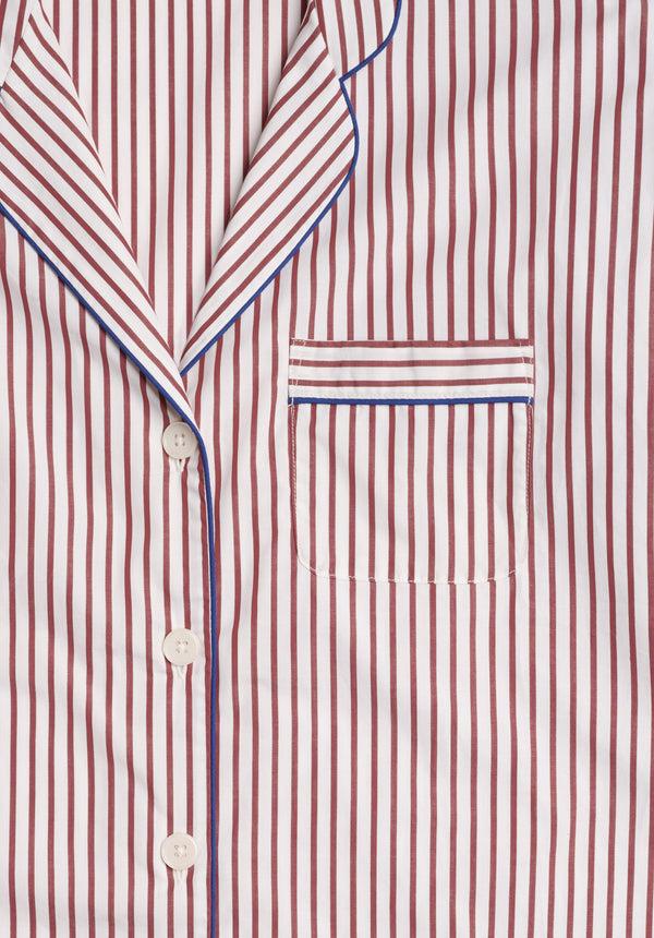 Sleepy Jones Marina Pajama Set In Burgundy Stripe