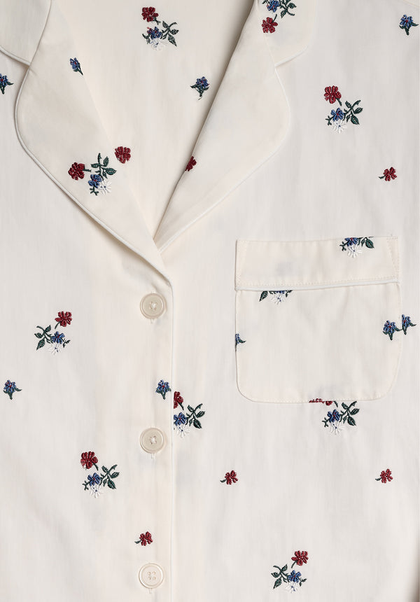 Sleepy Jones Marina Pajama Set In Embroidered Posy