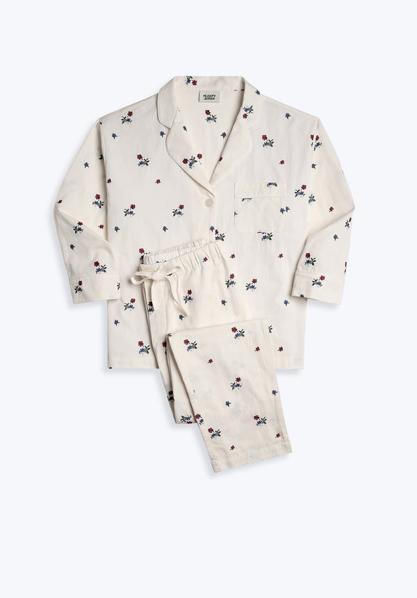 sleepy jones Marina Pajama Set in Embroidered Posy