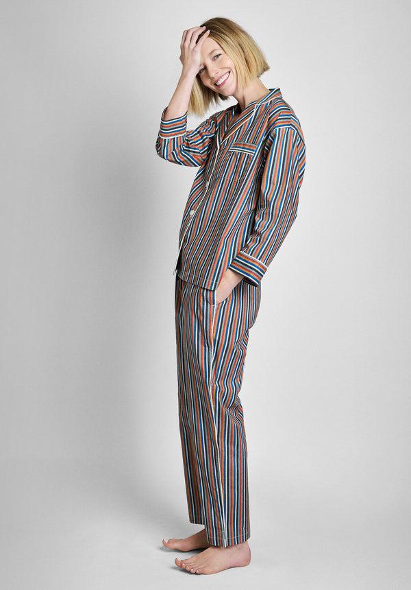 Sleepy Jones Marina Pajama Set In Woodblock Stripe