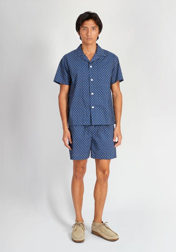 Sleepy Jones Martin Camp Shirt In Navy Paisley