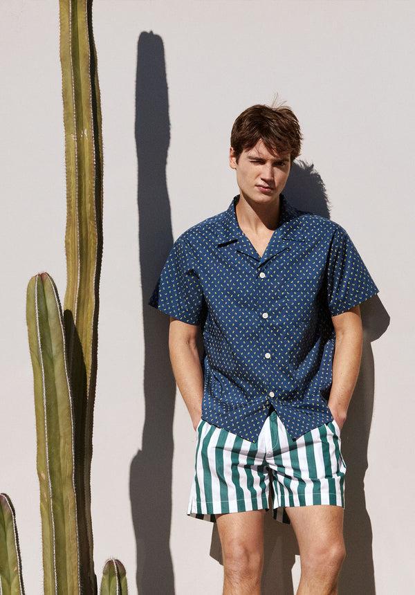 Sleepy Jones Martin Camp Shirt In Navy Paisley