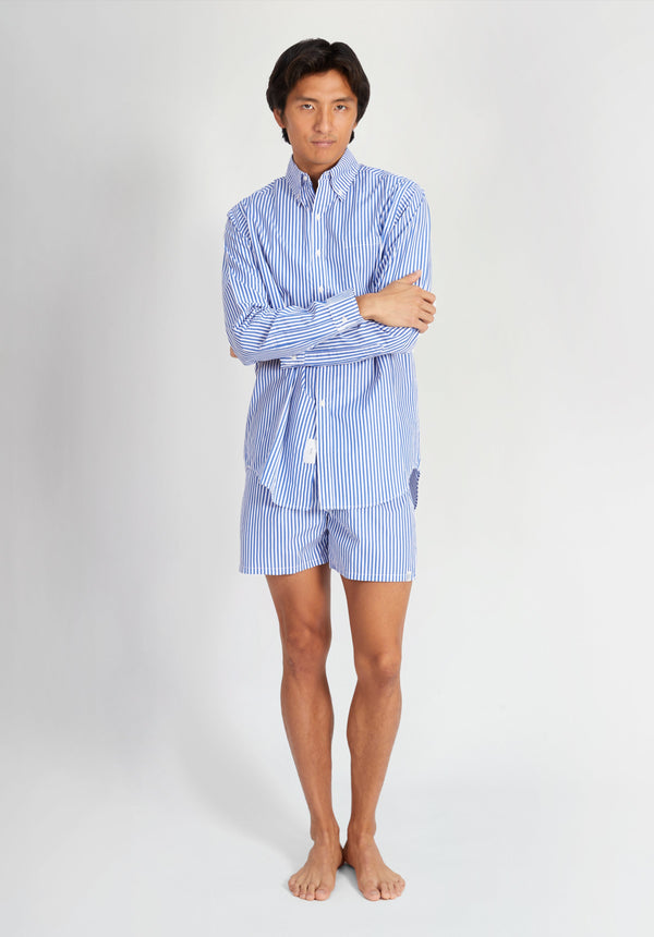 Sleepy Jones Penn Shirt In Blue & White Stripe