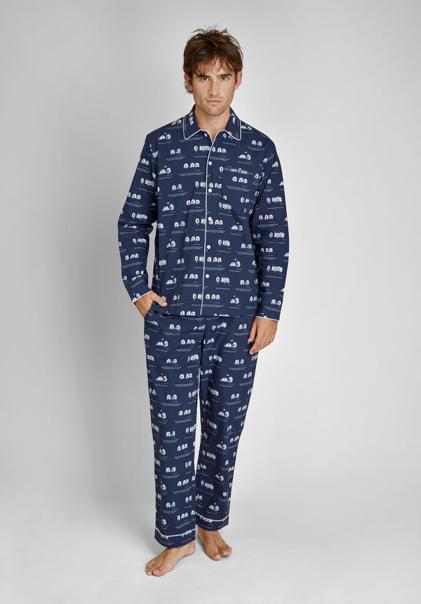 Sleepy Jones Sleepy Jones X The New Yorker – The Henry Pajama Set In Dozin' Bagels Navy