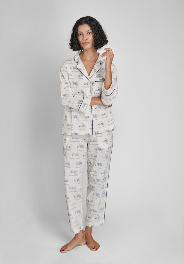 Sleepy Jones Sleepy Jones X The New Yorker – The Marina Pajama Set In Dozin' Bagels Cream