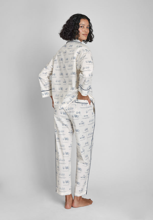 Sleepy Jones Sleepy Jones X The New Yorker – The Marina Pajama Set In Dozin' Bagels Cream