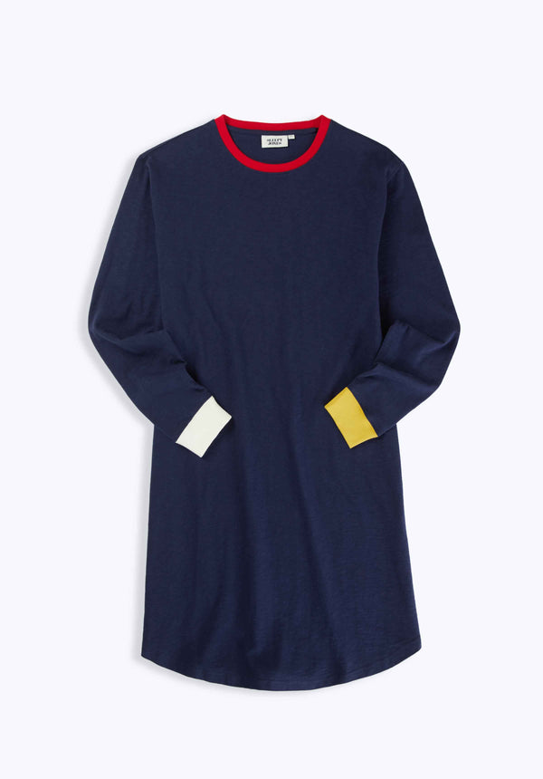 sleepy jones Twyla T-Shirt Dress in Navy Colorblock