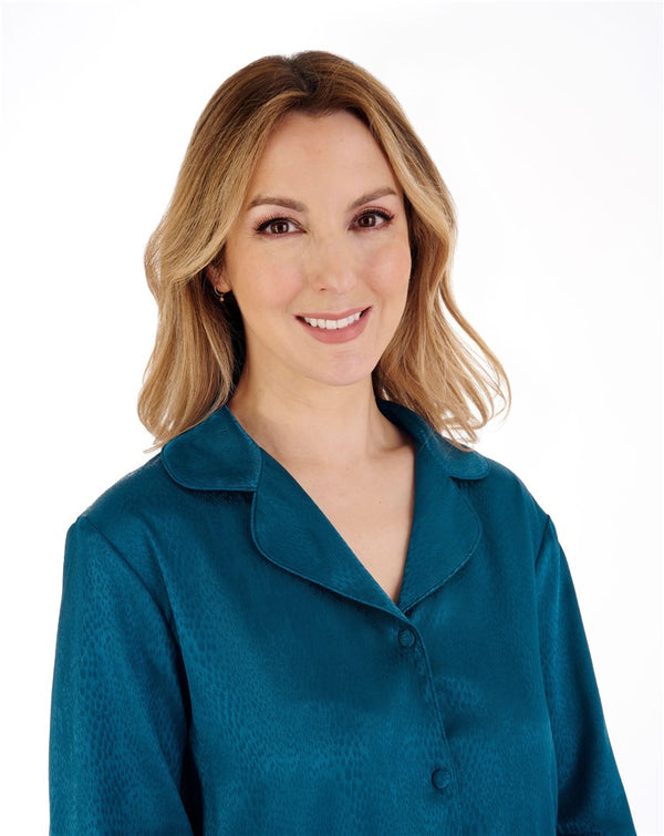 Slenderella Animal Jacquard Satin Tailored Pyjama Set GL88723