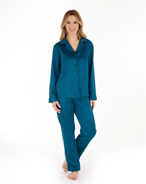 slenderella Animal Jacquard Satin Tailored Pyjama Set GL88723