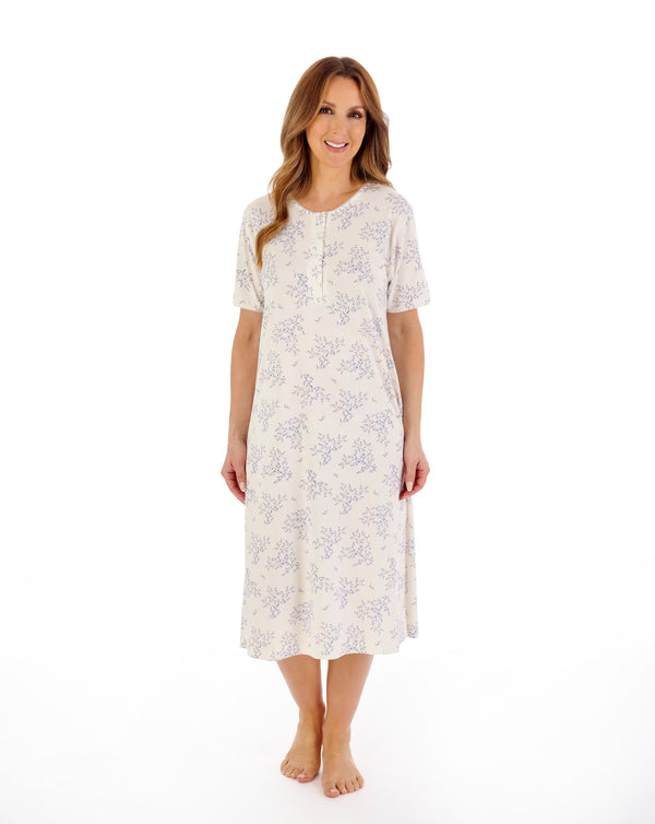Slenderella Bamboo Cotton Floral 42" Jersey Nightdress ND08126