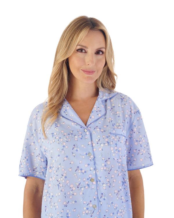 Slenderella Blossom Print Woven Tailored Pyjama PJ03243