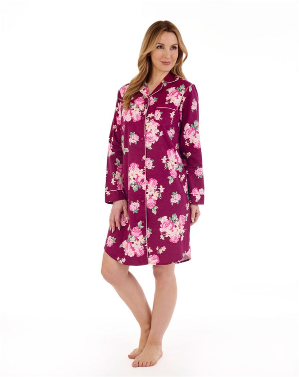 slenderella Bold Floral Flannel & Interlock 38" Woven Nightshirt NS88205