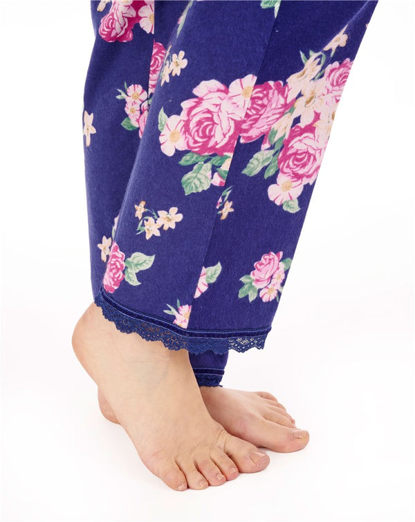 Slenderella Bold Floral Flannel & Interlock Woven Pyjama PJ88207