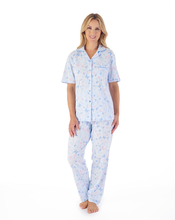 Slenderella Butterfly Print Tailored Jersey Pyjama PJ03104