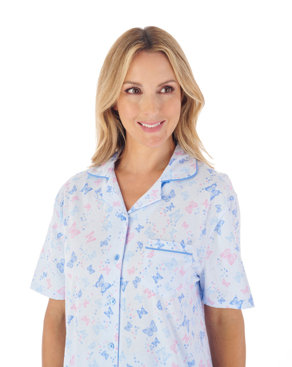 Slenderella Butterfly Print Tailored Jersey Pyjama PJ03104