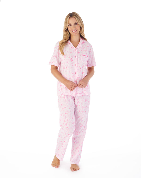 slenderella Butterfly Print Tailored Jersey Pyjama PJ03104
