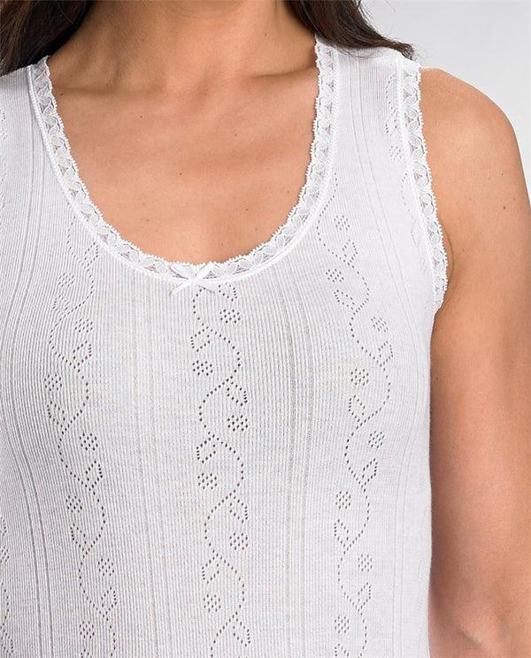 Slenderella Chilprufe Fancy Knit No Sleeve Combed Cotton Cami CUW511