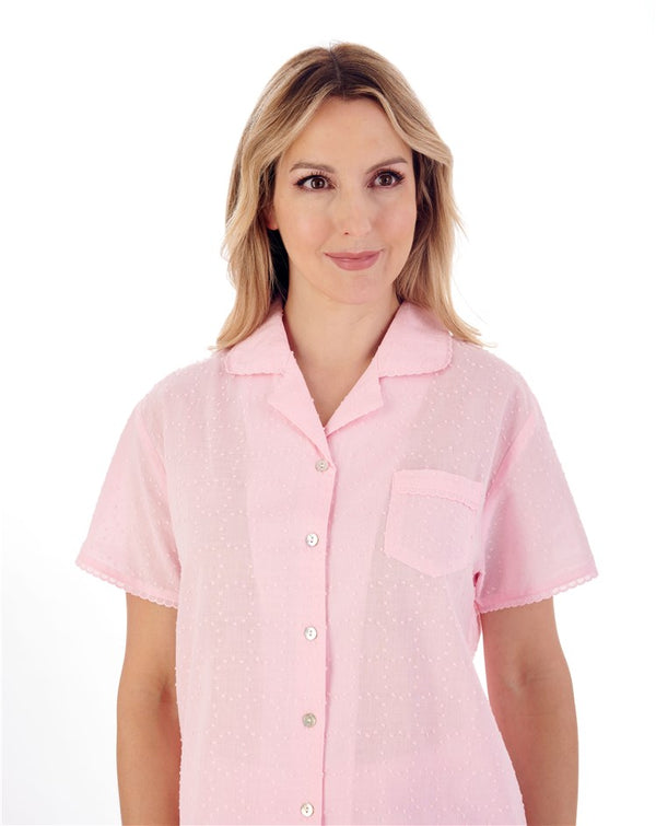 Slenderella Circular Dobby Dot Woven Tailored Pyjama PJ01234