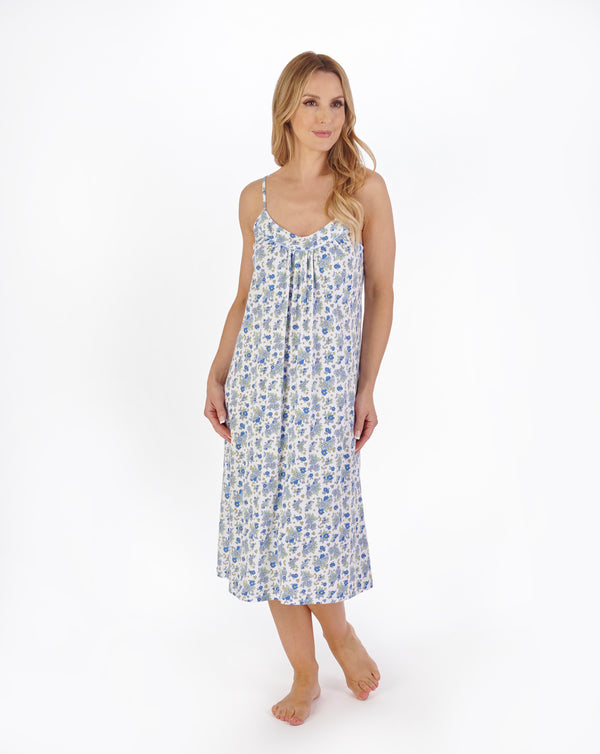 Slenderella Classic Floral Print 44" Jersey Chemise ND05106