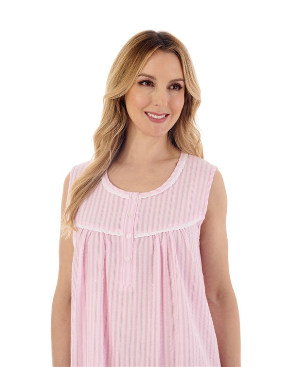 Slenderella Classic Stripe Seersucker 42" Woven Nightdress ND01220