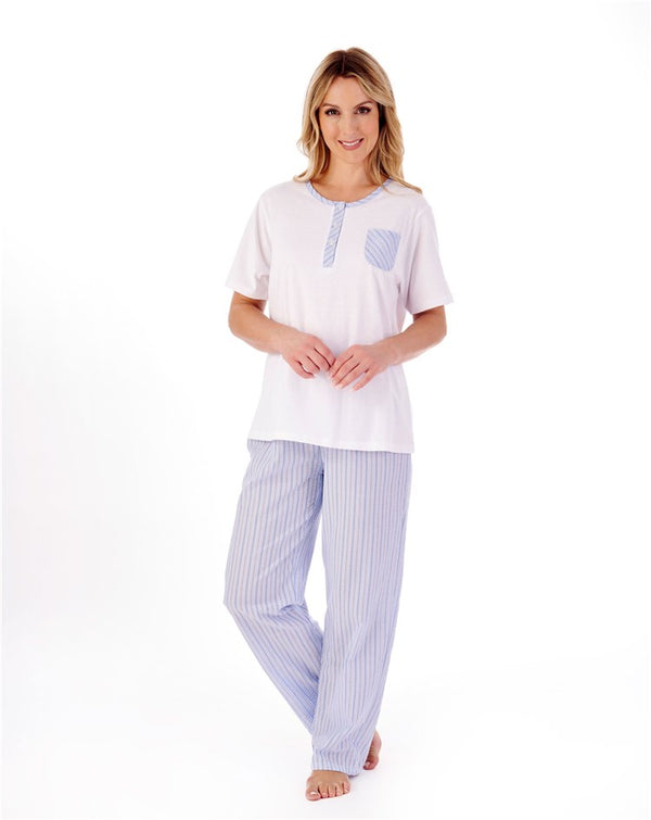 Slenderella Classic Stripe Seersucker Woven Pyjama Set PJ01224