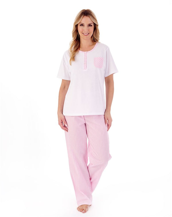 slenderella Classic Stripe Seersucker Woven Pyjama Set PJ01224