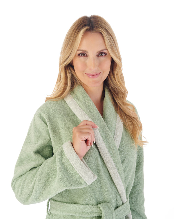 Slenderella Contrast Trim 46" Towelling Robe HC03330