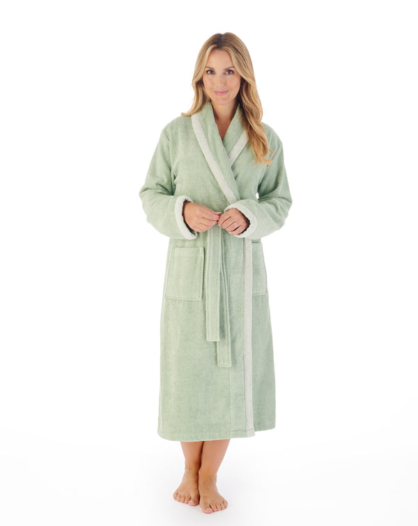 slenderella Contrast Trim 46" Towelling Robe HC03330