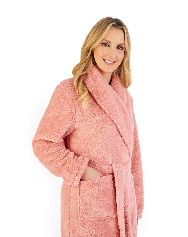 Slenderella Coral Fleece 41" Shawl Collar Wrap HC06336