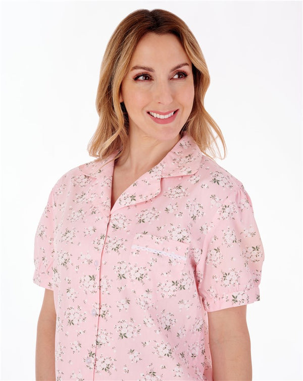 Slenderella Daisy Print Tailored Woven Pyjama Set PJ77263