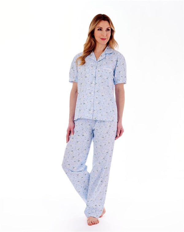 Slenderella Daisy Print Tailored Woven Pyjama Set PJ77263