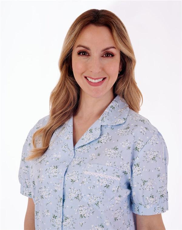 Slenderella Daisy Print Tailored Woven Pyjama Set PJ77263