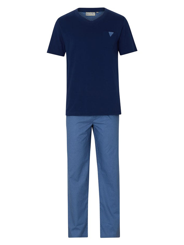 slenderella Diamond and Spot Jersey Top & Woven Trouser Pyjama WR1802