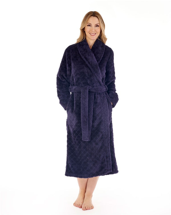 Slenderella Diamond Flannel Fleece 46" Wrap Housecoat HC88352