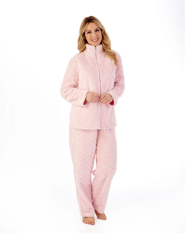 Slenderella Diamond Flannel Fleece Zip Pyjama PJ88353