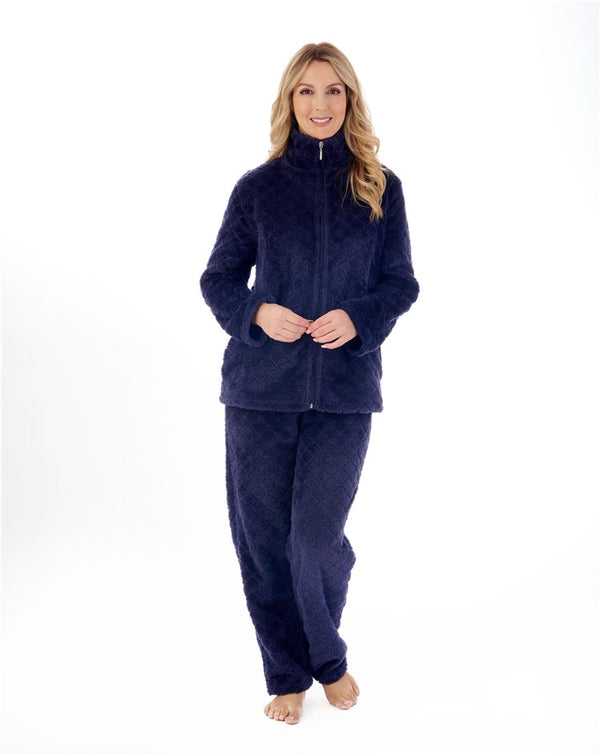 slenderella Diamond Flannel Fleece Zip Pyjama PJ88353