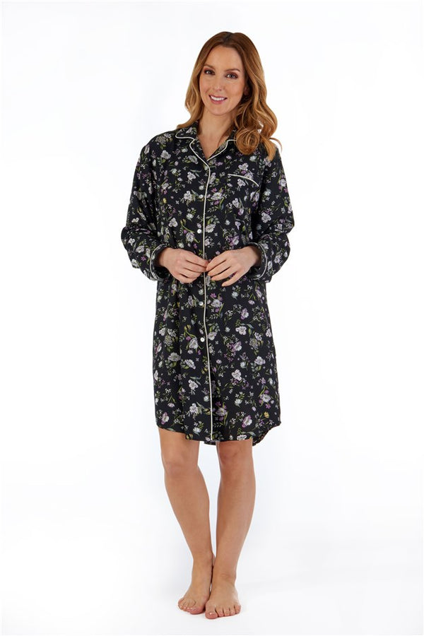 slenderella Ditsy Floral 38" Button Through Tailored Woven Nightshirt NS55275