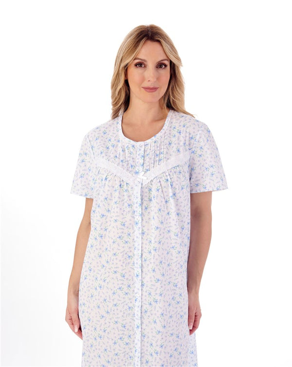 Slenderella Ditsy Floral Print 46" Button Through Woven Nightdress ND01208